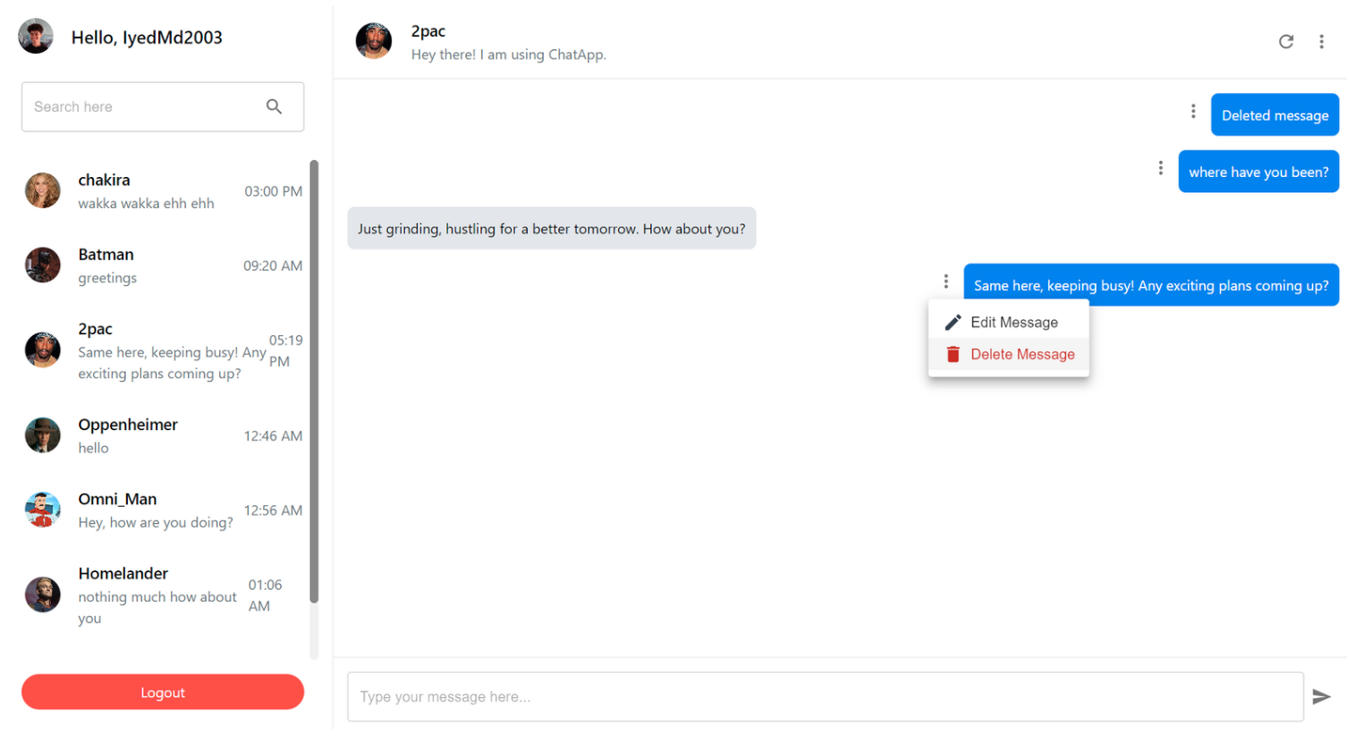 Messaging app conversation view